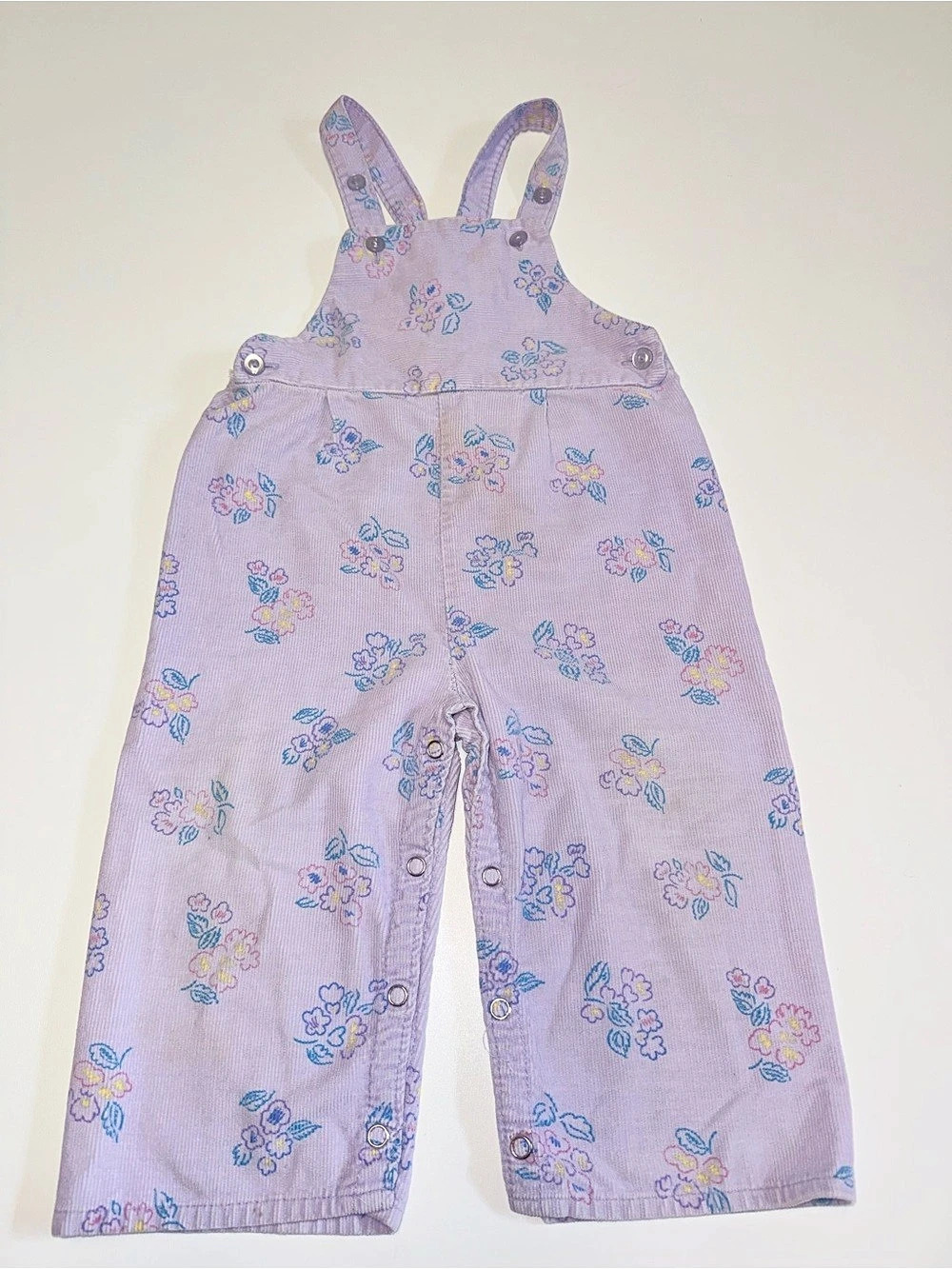 Jcpenny toddletime Floral %100 cotton Corduroy Overalls Girls Size 2